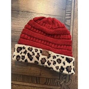 CC Women’s Leopard Burgundy Beanie